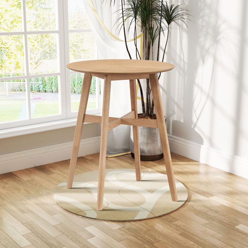 Oversize Round Bar Table Wooden High Top Kitchen Dining Table George Oliver Color Oak